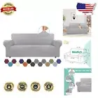 Luxurious Elastic Bottom Sofa Cover - Silver Medium for Family Protection