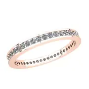 Natural 0.85Ct Round Diamond Eternity Wedding Band Ring 18k Rose Gold F VS Prong