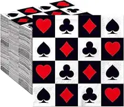 120Pack Casino Party Paper Napkins Casino Poker Card Disposable Napkins Las Vegas Paper Napkins for Casino Themed Birthday Party Dinner Home Kitchen Tableware Supplies