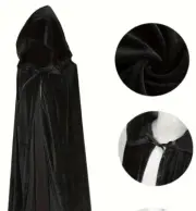 Dress Up Cosplay Hooded Cape Jedi Wizard Cloak - Black