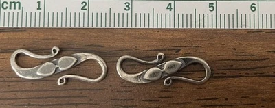 TWO (2) Sterling Silver Bali-style Hook & Eye Clasps - Leaf Design