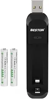 Smart AAAA Battery Charger with 2 Counts Rechargeable AAAA Batteries - 1.2V 400mAh High Capacity Low Self Discharge NiMH Battery for Surface Stylus Pen,for Ni-MH AA AAA AAAA Rechargeable Battery
