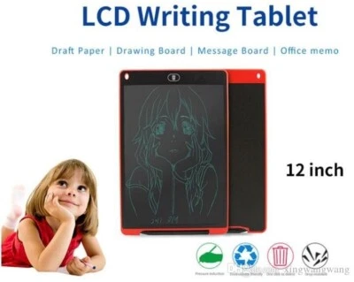 (Black) 12" LCD Tablet Drawing Writing Board Kid Notepad eWriter Gifts Digital G