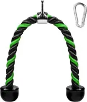 Deluxe Tricep Rope Pull Down Cable, 27 & 36 Green&Black-27&apos;&apos;