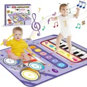 Toy for 1 Year Old Girl Gifts，2 in 1 Piano Keyboard & Drum Mat，Baby Musical Mat