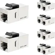 iwillink CAT7 Coupler RJ45 Keystone Shielded Coupler 10-Pack, Ethernet Coupler, Female to Female Keystone Jack，STP Keystone Insert for Cat7/Cat6a/cat6/cat5e Cable Silver,YUNXI-KJ-25-C7-S-10