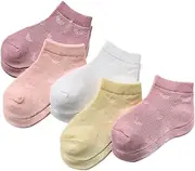 COLLBATH Unisex Kids Boat Socks 5 Pack Breathable Socks Star Pattern Thin Soft for Spring/Summer Size XL