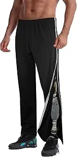 [UCOVERIT] Men Tear Away Pants Cotton 2 Side Zippers Snaps Post Surgery Breakaway Pant Full Open Rip Off Sweatpant for Hip Replacement
