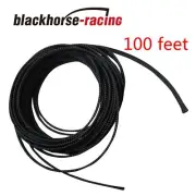 100 FT 1/4" Expandable Wire Cable Sleeving Sheathing Braided Loom Tubing Black