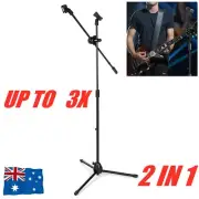 Telescopic Boom Microphone Stand Adjustable Mic Holder Tripod Stage 2 Clips AU