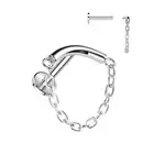 Piercing Ear Labret Titanium Curved with Chain