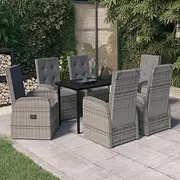 7 Piece Garden Dining Set with Cushions Grey, Garden Furniture Sets