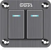 GGTA Rocker Switch Panel Waterproof，12v-24v Aluminum Waterproof Boat Marine Toggle On/Off Switch for Car Pickup Rv SUV Uvt ATV Motorcycle (Grey, 2Gang)