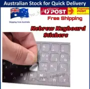 HEBREW LETTERS KEYBOARD BLACK STICKERS ( WHITE ) AUSSIE STOCK FREE POSTAGE