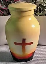 Medieval HANDICRAFTS Store Handmade 3'' Small Urn for Ashes Cross Aluminum Mini Cremation Keepsake urns for Human Ashes