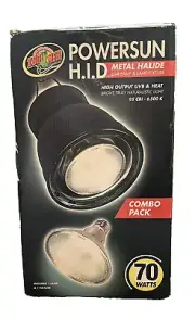 ZOO MED - Powersun H.I.D - UVB Lamp And Lamp Fixture -70 Watts - New Open Box.