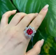 2.00 Ct Cushion Natural Ruby diamond Proposal Woman s Ring 14Ksolid white gold