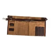 Waterproof Waxed Canvas Tool Apron With the Adjustable Genuine Leather Khaki