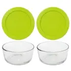 Pyrex 7200 2-Cup Glass Storage Bowl w/ 7200-PC 2-Cup Edamame Green Lid (2-Pack)