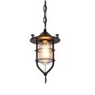 Retro Frosted Black Industrial Vintage Glass light Iron pendant Dock lampshade