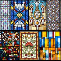 在飛比找蝦皮商城精選優惠-教堂窗花教堂彩繪 門窗玻璃貼 窗戶貼膜 歐式教堂復古彩色玻璃