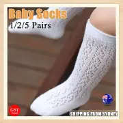 Girl Kid baby White knees Calf High Cotton Net long Socks Tights 0-24months 0-2y