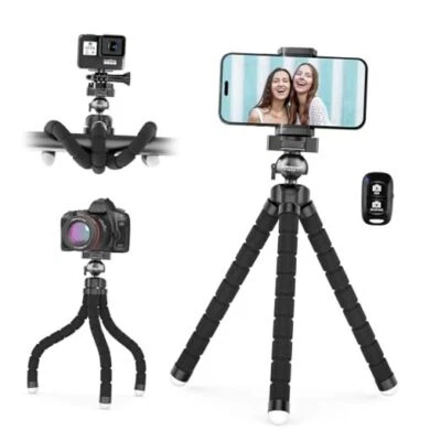 Phone Tripod, Premium Flexible Phone Tripod with Remote and Phone Mount, Mini