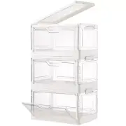 3 pack Clear Stackable Storage Bins with Lids,Foldable Plastic Storage Contai...