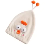 Hair Drying Caps Ultra Absorbent Microfiber Shower Wrap Towels Soft Cute Cartoon Quick Drying Bath Hat for Wet Long Thick Hair Beige Chicken