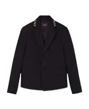 intarsia collar logo blazer 8Y Black