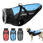 XL-6XL Dog Winter Coat with Harness Waterproof Large Labrador Clothes Pet Jacket