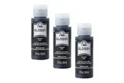 3x Plaid FolkArt Premium 59ml Acrylic Art Craft Paint Onyx Glossy Shine Finish