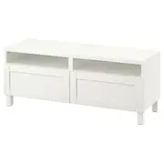 BESTÅ TV bench with drawers, white/Hanviken/Stubbarp white, 120x42x48 cm