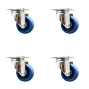 3 Inch 316SS Solid Polyurethane Wheel Swivel Top Plate Caster Set Service Caster