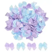 100Pcs Mini Ribbon Bows 1" Mini Fabric Satin Ribbon Flower Bows Blue & Purple