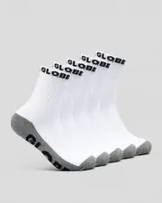 [Globe] Globe Boys' Quarter Socks 5 Pack in White/Grey One Size White/Grey