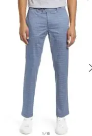 Brax Felix Plaid Stretch Cotton Flat Front Pants size 32/32