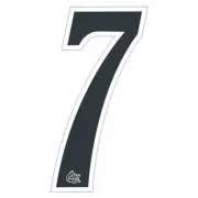 Mongoose plate number #7 decal - White Outline - Old school bmx