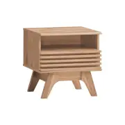 Design Square Karyn Wooden Open Shelf Nightstand Side Bedside Table W/ 1-Drawer - Oak