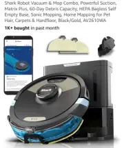 Shark Robot Vacuum & Mop Combo, Powerful Suction, Matrix Plus, 60-Day Debris Cap