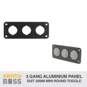 3 GANG 20mm Mini Round TOGGLE ROCKER SWITCH PANEL Only Aluminium 12v Marine