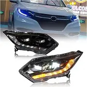 Headlights LED Headlamps Projector Assembly Car Apartment Start-up Animation with a Splash of Blue Compatible With HRV 2015-2018