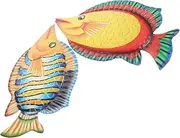 Yardwe 2pcs Metal Fish Wall Decorations Realistic Fish Shaped Wall Art for Garden