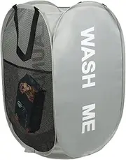 Foldable Laundry Hamper Bins with Side Pocket, Pop-Up Collapsible Mesh Laundry Basket,Suitable for laundry, bathroom, dormitory, travel, children's room