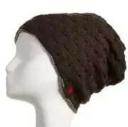 Dark Coffee Brown Warm Reversible Snow Cap Wool Knitted Skully Beanie Hat