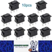 10 x Black Rocker Switches 10x15mm ON/OFF/ON 3 Pin SPST Panel Mount Mini Switch