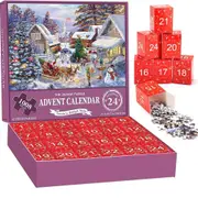 Christmas Advent Calendar 1008 Pieces Jigsaw Puzzles 24 Box Christmas Puzzle Countdown Calendar Funny Christmas Game Gift