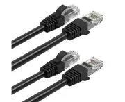 2PK Cruxtec 10m CAT6/RJ45 Network Lead Cable LAN Ethernet Internet Router Black