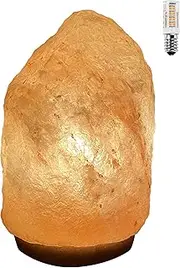 H HANSEL HOME Himalaya Salt Lamp 5-7 kg 100% Natural from The Salt Range Pakistan Wooden Base + 1 LED Light Bulb European Plug