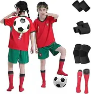 [XINXBAI] Ultimate Digital Printed Football Kit for Young Athletes | Complete Set: Shirt, Shorts, Socks, Knee & Elbow Pads, Wrist Guards
